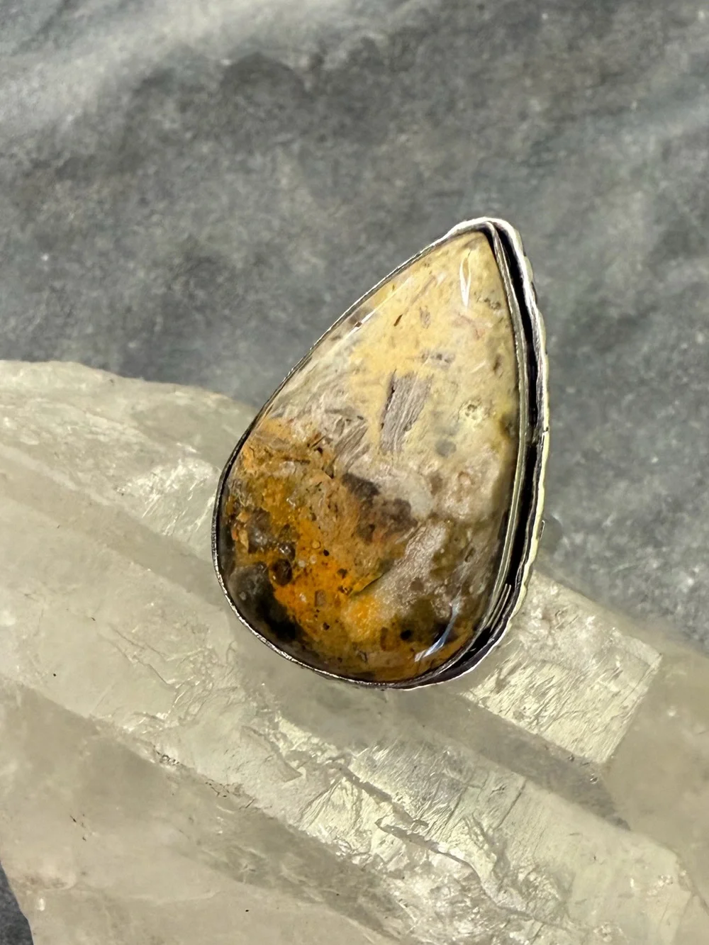 Genuine Bumblebee Jasper Gemstone Statement Ring 9.5